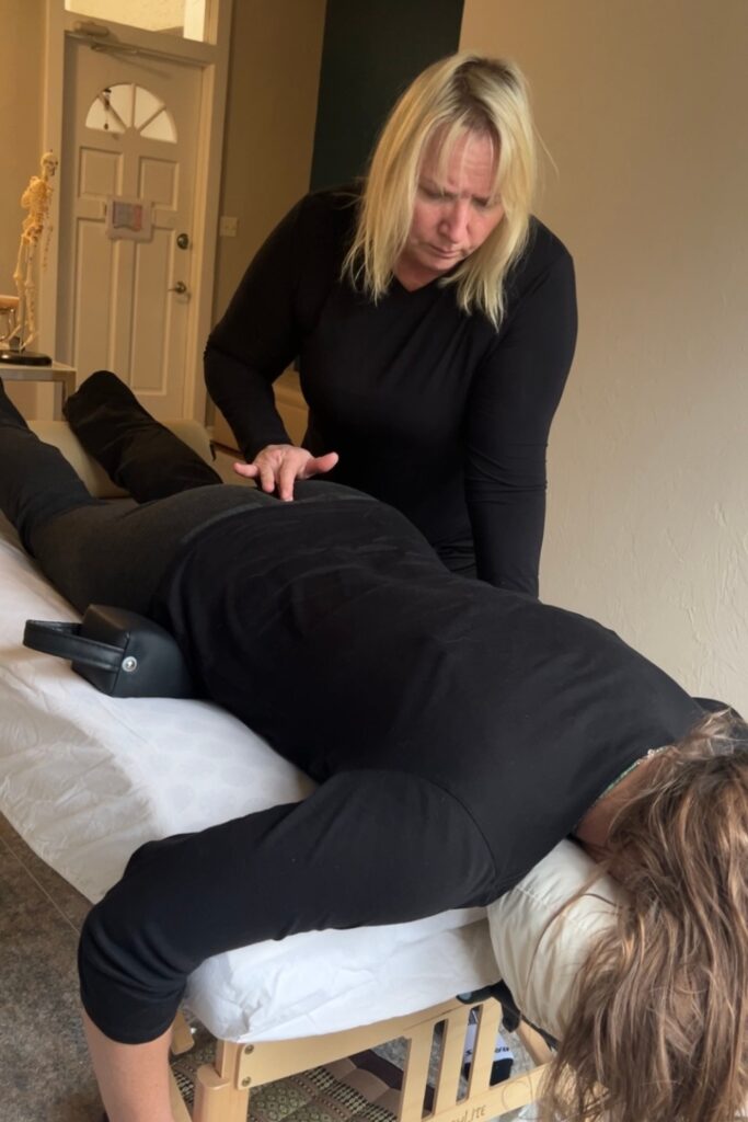 massage therapy with client